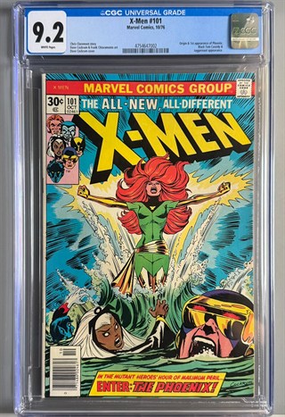 X-Men #101 CGC 9.2 White Pages front cover and CGC label