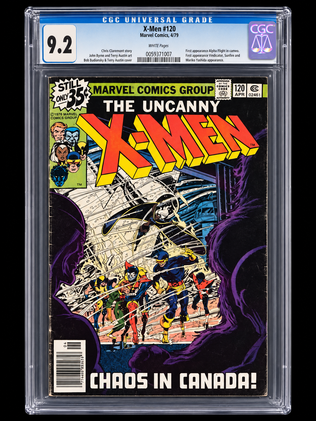 X-Men #120 CGC 9.2 White Pages front cover and CGC label