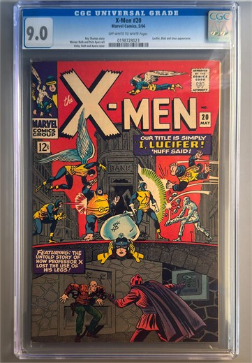 X-Men #20 CGC 9.0 Off-White to White Pages front cover and CGC label