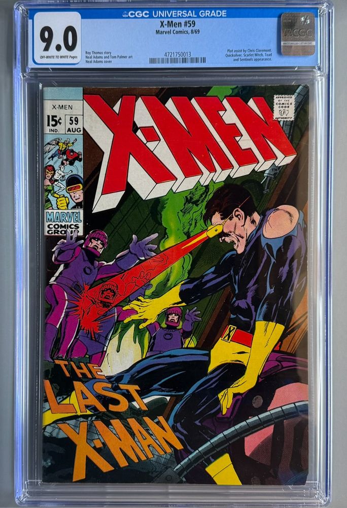X-Men #59 CGC 9.0 Off-White to White Pages front cover and CGC label