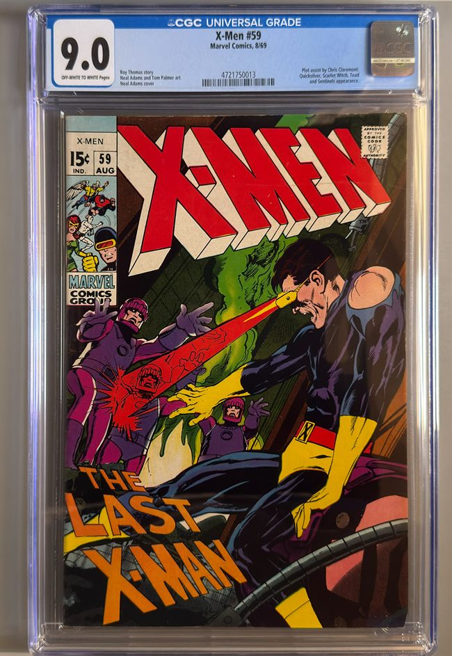 X-Men #59 CGC 9.0 Off-White to White Pages front cover and CGC label